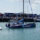 Race boat in the harbor