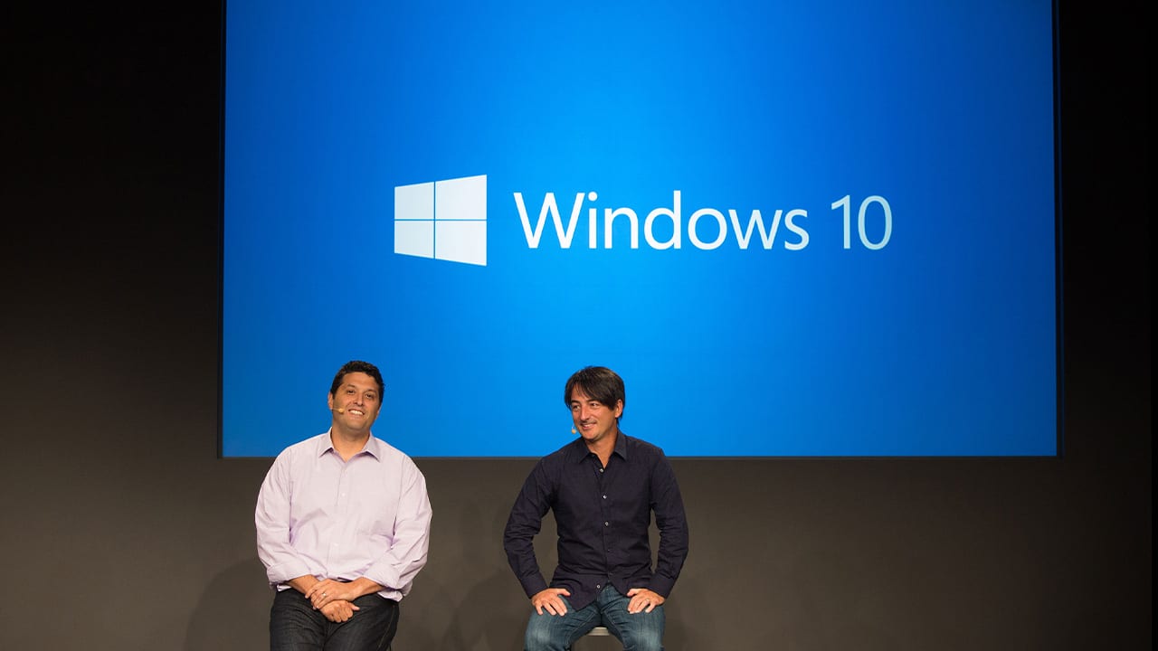 people on stage for windows 10 presentation